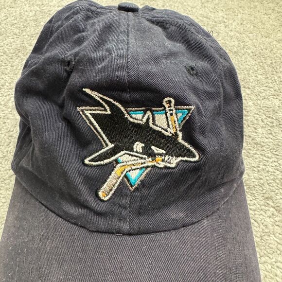 Vintage 90s San Jose Sharks NHL Snapback Hat Cap Unisex Navy Pacific Bell Promo - Picture 8 of 13